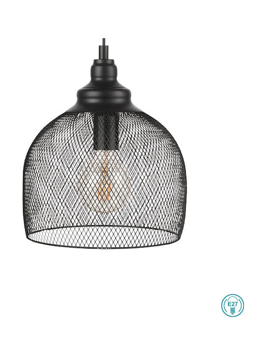 Eglo Straiton Pendant Light Single-Light Grid for Socket E27 Black