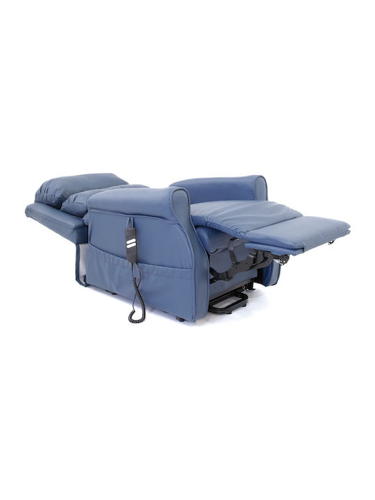 Aria Πολυθρόνα Relax με Υποπόδιο από Δερματίνη Μπλε 75x90x110cm