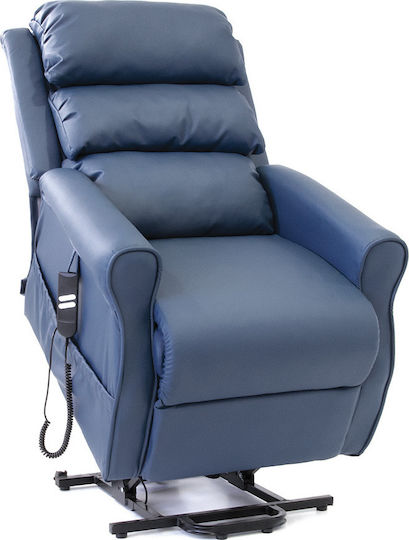 Aria Relaxsessel mit Fußhocker aus Kunstleder Blue 75x90x110cm