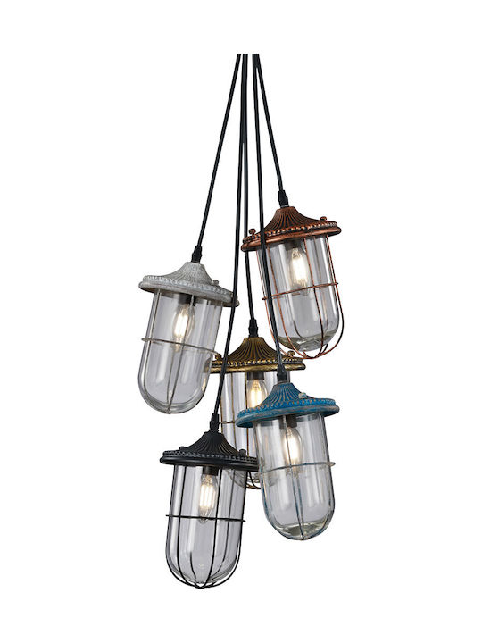 Trio Lighting Birte Pendant Chandelier for 5 Bulbs E14, E.14 Multicolour