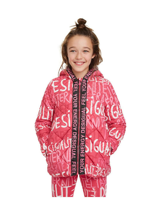 Desigual Kinderparka Lang mit Kapuze Rosa