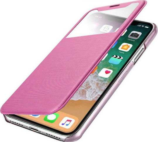 Ancus S-View Elegance Book Δερματίνης Φούξια (iPhone X / Xs)