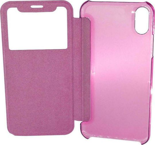 Ancus S-View Elegance Book Δερματίνης Φούξια (iPhone X / Xs)