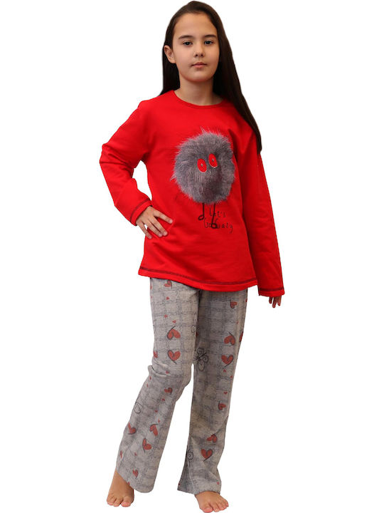 Galaxy Set Top & Bottom Kids Winter Pyjamas Red