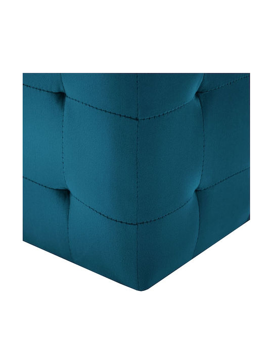 Hocker Für das Wohnzimmer Gepolstert mit Samt Blue 2Stück 30x30x30cm