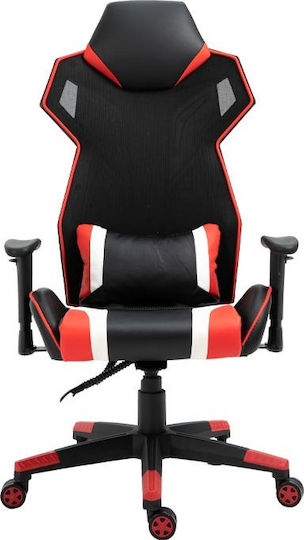 Fylliana D-01 Artificial Leather Gaming Chair with Adjustable Arms Black/Red