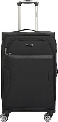 Diplomat ZC998 Medium Travel Suitcase Fabric Black with 4 Wheels Height 68cm.