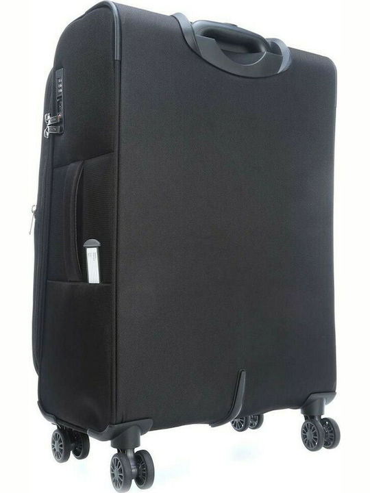 Travelite Meteor Μεσαία Βαλίτσα Ταξιδίου Υφασμάτινη Μαύρη με 4 Ρόδες Ύψους 66εκ.