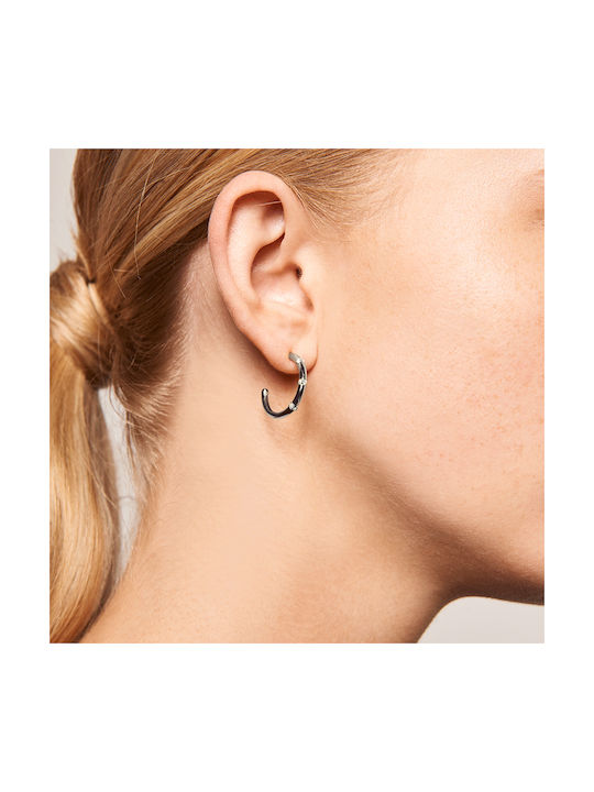 P D Paola Horizon Earrings Hoops made of Silver with Stones