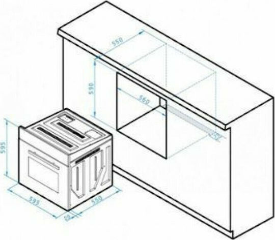 Pyramis 60ΑΠ 1065 Φούρνος άνω Πάγκου 66lt Π59.5εκ. Inox