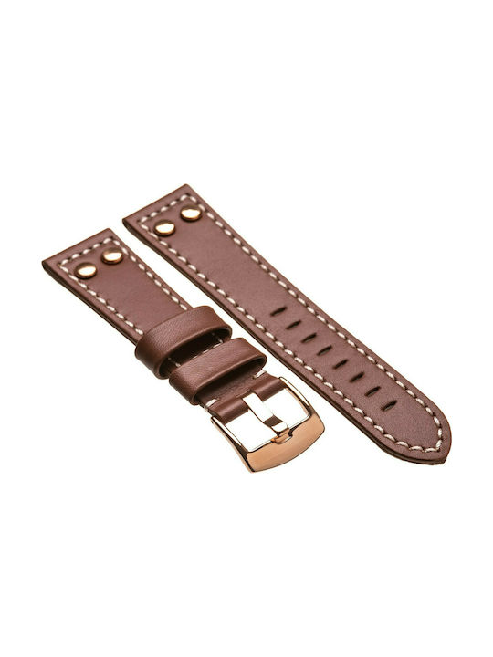 Tzevelion ART2844 Leather Strap Ταμπα με Χρυσές λεπτομέρειες 24mm