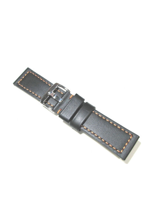 Tzevelion ART18 Δερμάτινο Λουράκι Μαύρο/Πορτοκαλί 22mm