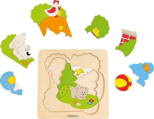 Ξύλινο Παιδικό Puzzle Σφηνώματα Garden για 4+ Ετών 9pcs Beleduc