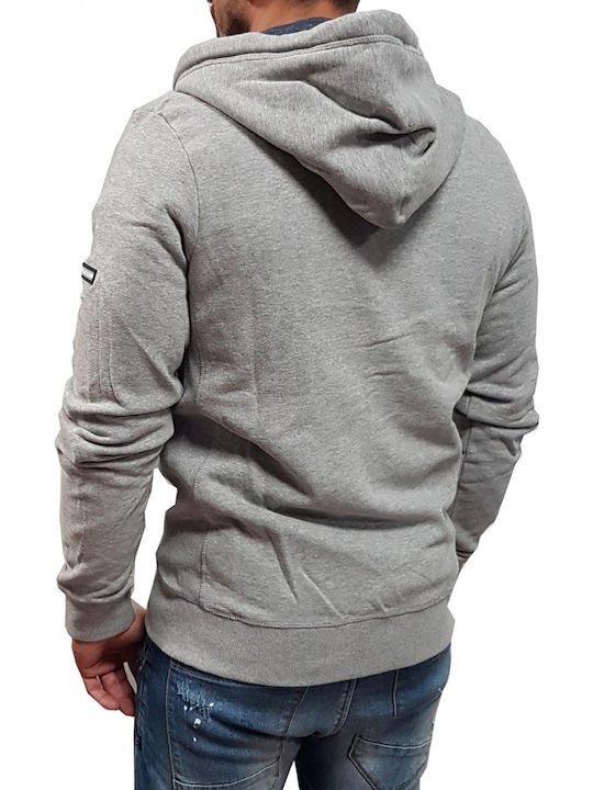 Jack & Jones Herren Sweatshirt Jacke mit Kapuze und Taschen Light Grey Melange