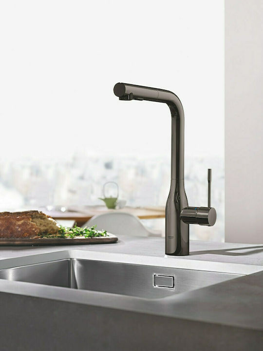 Grohe Essence Tall Kitchen Faucet Counter with Shower Hard Graphite