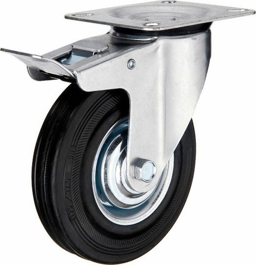 Ruotec 502.000.002.200 Wheel Rotating with Brake Industrial Black 200x44mm