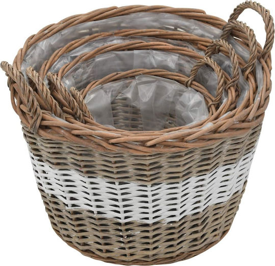 vidaXL Raised pcs. Wicker with Polyethylene Lining Set 4 Pots Plastic