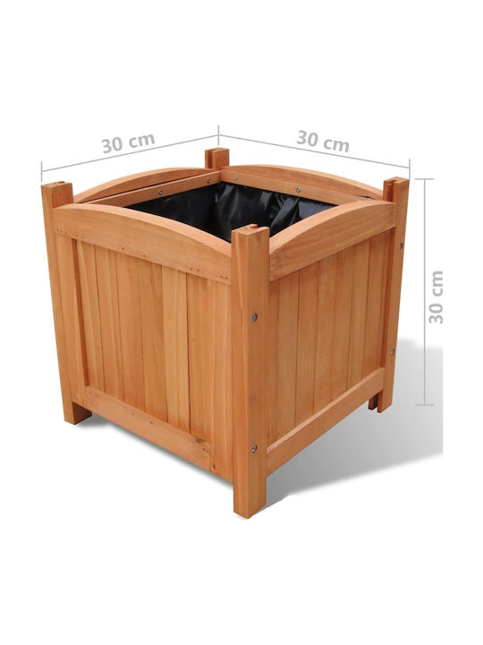 vidaXL Set of 4 Wooden Brown Flower Pots 30cm