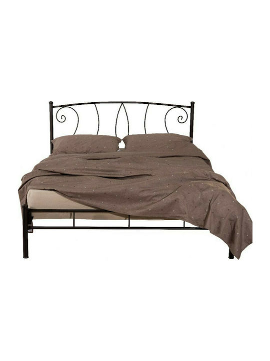 Monica Pat Single Tapitat cu Material Metalic pentru Saltea 90x200cm
