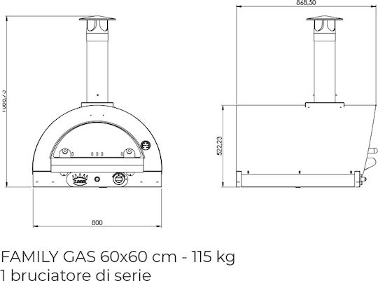 Clementi Cuptor pe Gaz Family 60x60 Cuptor de Pizza de lemn Tradițional