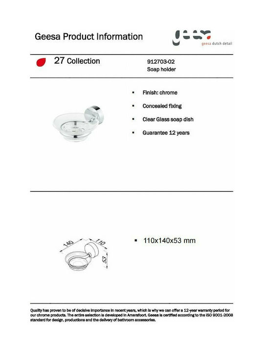 Geesa Series Wandmontiert Seifenschale Glas Silber