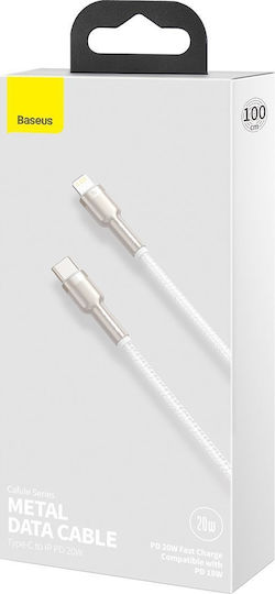 Baseus Cafule Braided USB-C to Lightning Cable 20W Λευκό 1m (CATLJK-A02)