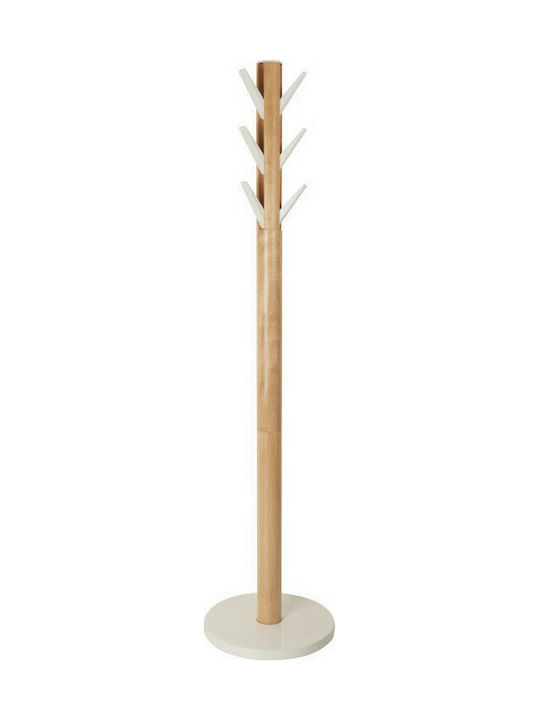 Umbra Wooden Coat Rack White/ Brown With 9 Hooks Flapper 39.4x39.4x165cm