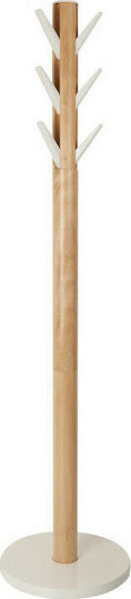 Umbra Wooden Coat Rack White/ Brown With 9 Hooks Flapper 39.4x39.4x165cm