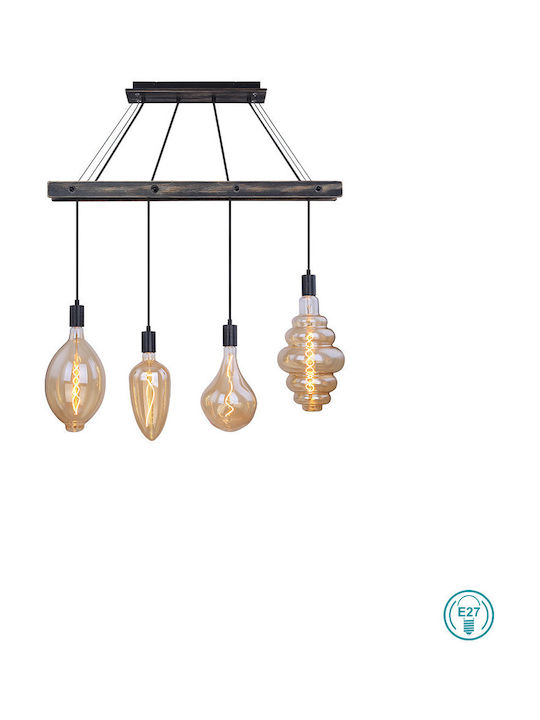 Globo Lighting Visso Pendant Chandelier Rail for 4 Bulbs E27 Black