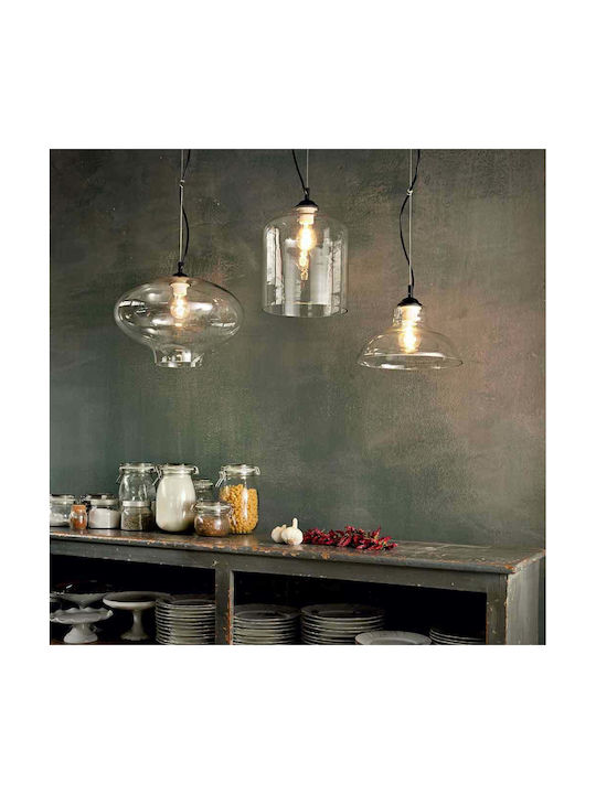 Ideal Lux Bistro SP1 Round Pendant Light Single-Light for Socket E27 Gray