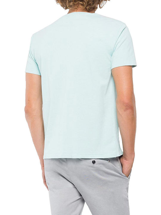 Replay Fade Writing Men's Short Sleeve T-shirt Turquoise