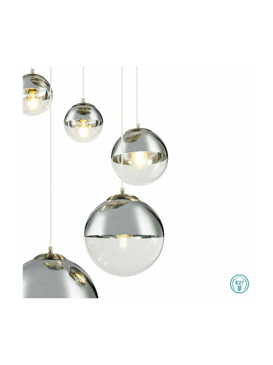 Globo Lighting Varus Pendant Chandelier for 5 Bulbs E27 Silver