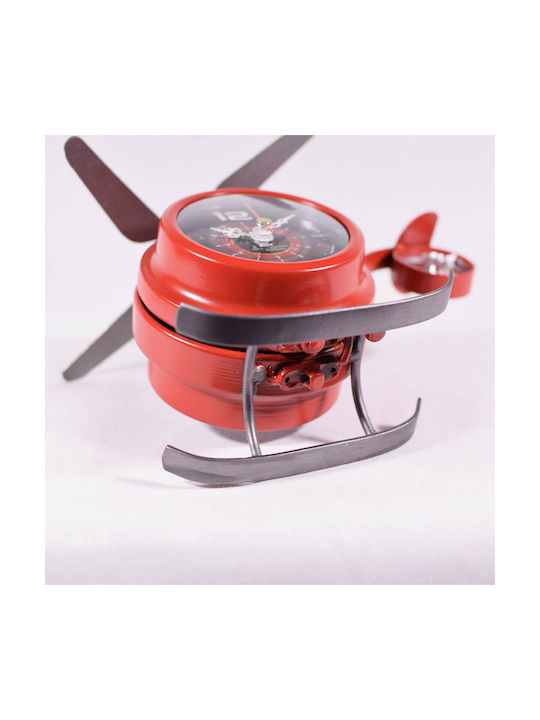 SP Souliotis Helicopter Tabletop Clock with Indicators Metal Red 11-001-1