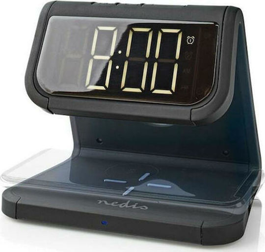 Nedis Tabletop Digital LED Clock Plastic with Alarm Clock and Wireless Charging Black WCACQ10W1BK