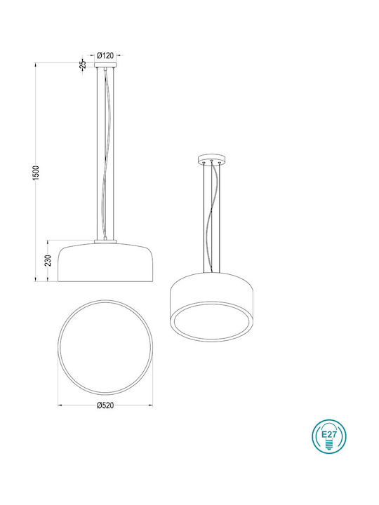 Trio Lighting Baron Lustră Negru cu pantaloni evazati cu Dulie E27 52x150cm.
