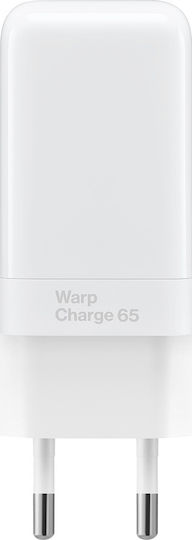 OnePlus Φορτιστής Χωρίς Καλώδιο με Θύρα USB-C 65W Λευκός (Warp Charge 65)