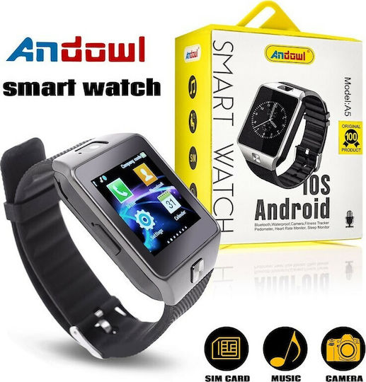 Andowl A5 Smartwatch με SIM (Μαύρο)