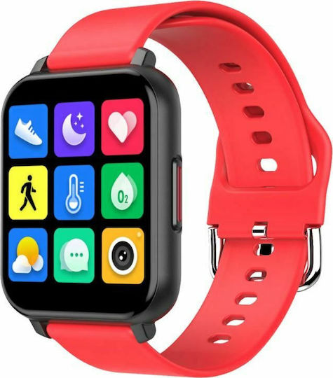 T82 Smartwatch mit Pulsmesser (Rot)