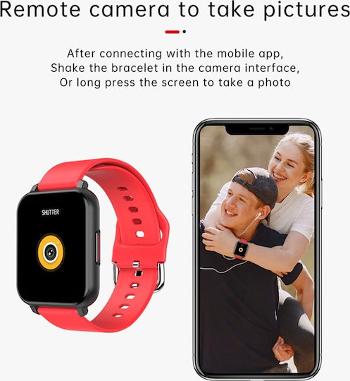 T82 Smartwatch mit Pulsmesser (Rot)