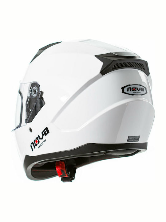 Nova Racing 330-DV Weißer Motorradhelm Vollgesicht ECE 22.05 mit Sunvisor