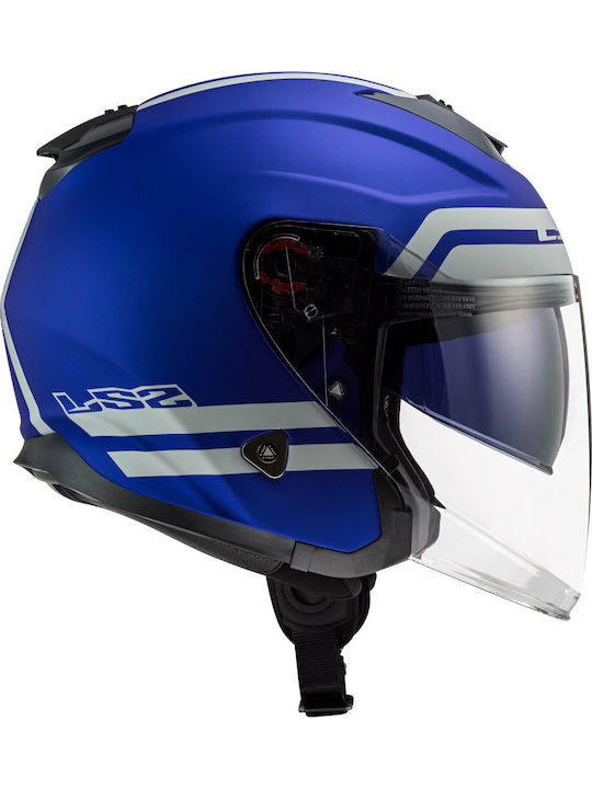 LS2 Infinity OF521 Hyper Jet Helmet with Sun Visor 1250gr Blue Matt