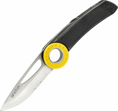 Petzl Spatha Pocket Knife Black with Blade made of Stainless Steel in Sheath