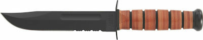 Ka-Bar Full Size USMC Serrated Edge Knife Brown in Sheath