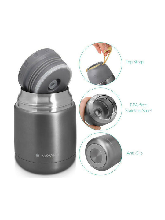 Navaris Δοχείο Φαγητού Inox Θερμός Γκρι 450ml