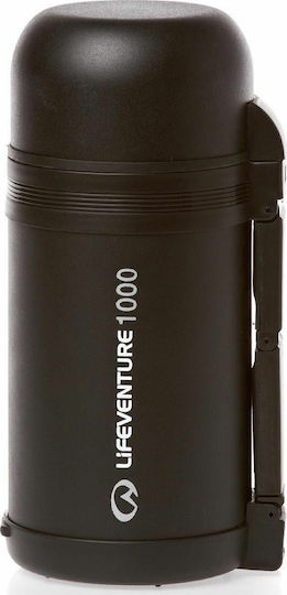 Lifeventure TiV Wide-Mouth Bottle Thermos Stainless Steel 1lt Black with Cap-Cup