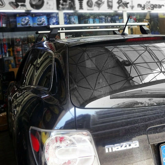 Menabo Metallic Car Roof Bars 130cm for Mazda CX-7 5D for Cars with Factory Bars Set with Roof Rack Legs Black