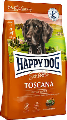 Happy Dog Toscana 4kg Ξηρά Τροφή χωρίς Γλουτένη για Ενήλικους Σκύλους Μεσαίων & Μεγαλόσωμων Φυλών με Πάπια και Σολομό