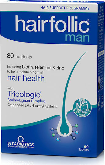 Vitabiotics WellMan Hairfolic Man with Tricologic Специална хранителна добавка 60 табове