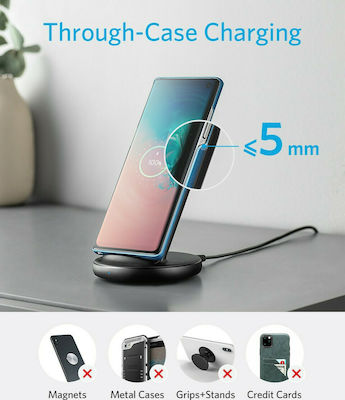 Anker Ασύρματος Φορτιστής (Qi Pad) 15W Μαύρος (Powerwave II Stand)