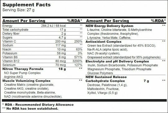 Biotech USA Nitrox Therapy Pre-workout Drink Powder with Amino Energy Blend 680gr Tropical Fruit